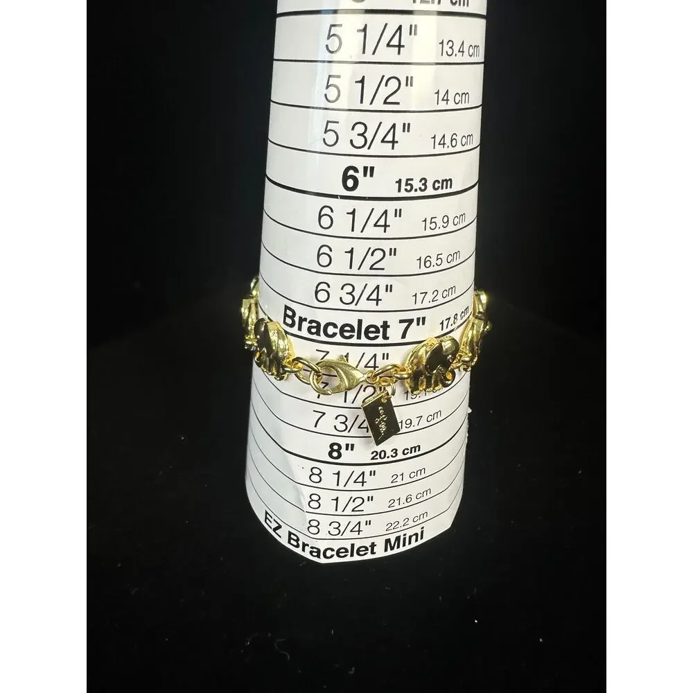 Lilly Pulitzer Gold Tone Elephant Link Bracelet Signed Designer Jewelry